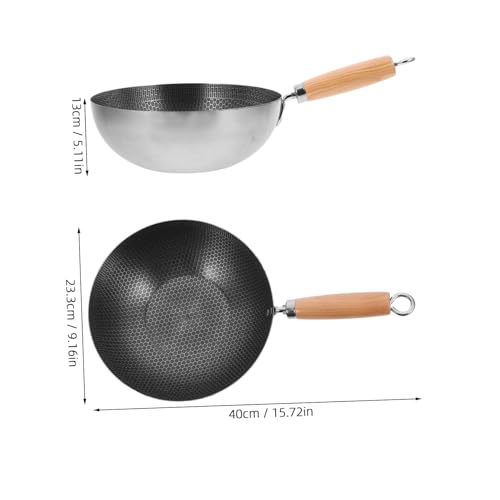 Wok de acero inoxidable antiadherente con mango para cocina miniatura 2
