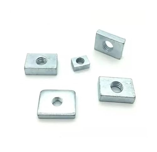 Rectangular Nut M5 M6 M8 GB39 Aluminum Profile Accessory Slider Block Rectangular Nuts Thin Carbon Steel Countersunk Nut 100pcs(M6x14x4)