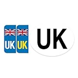 Road Legal UK United Kingdom Symbol Car REFLECTIVE Vinyl Sticker Number Plate Decal for European Roads after BREXIT | UK Number Plate flag + UK oval sticker - Image 1