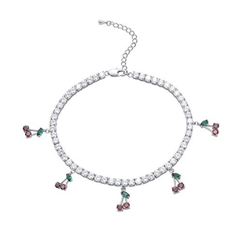Tobilleras mujer evita caídas con cadena ajustable de circón brillante para diario