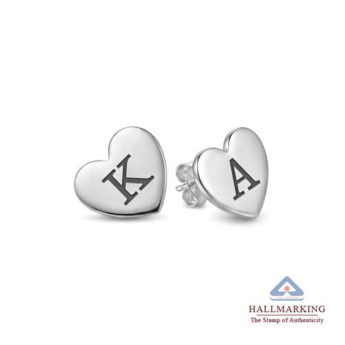 Image of TRUESILVER ACPL 925 Sterling Silver Personalized Earrings for Women | Customized Name Initial Earrings for Womens | Gift for Birthday Anniversary Wedding