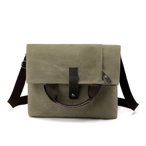 Bolso bandolera de lona para hombre, multifuncional, ligero y de gran capacidad, verde militar, Medium