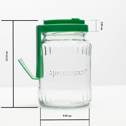 Image of Sprouts Maker Jar 720ml Original Patented Glass Bean & Grain Sprouter | 132 Ventilation Holes, Built-in Drainage Stand, BPA-Free Lid