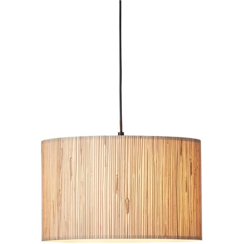 Image of Hanging Ceiling Pendant Light - Natural Seagrass & Matt Black - 10W LED E27