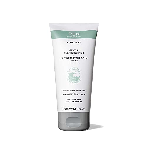 REN Clean Skincare - Evercalm Gentle Cleansing Milk-Natural, Gentle Cleanser for Sensitive Skin - Makeup Melting Cleanser for Face and Neck, 5.1 Fl Oz