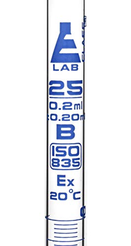 Serological Pipette, 25Ml - Class B, Tolerance ±0.200Ml - Blue Graduations - Color Code, White - Calibrated For Delivery To Jet - Borosilicate Glass - Eisco Labs #TOP1