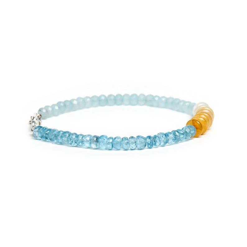 Bracelet apatite citrine perles 3mm fermoir argent 925 ajustable mixte