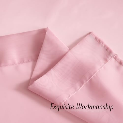 Image of NICETOWN Pink Sheer Curtains 2 Panels for Girls Room, Grommet Voile Sheer Window Treatments Airy & Elegant Light Filtering Drapes for Bedroom, W54 x L84, 2 Panels