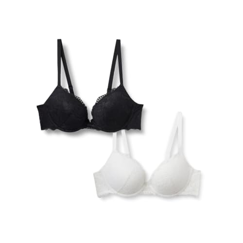 Image of Amazon Essentials Women's Padded Underwire Lace Push-Up Bra, Pack of 2
