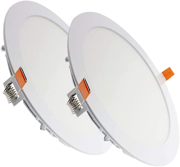 LEDUNI ® Downlight Panel LED Super SlimRedondo 6W Circular 600LM Color Blanco Frío 6000K Angulo 120 IP20 OPAL Aluminio 120 * 19Hmm Dimension de corte 105mm Pack de 2 Unidades