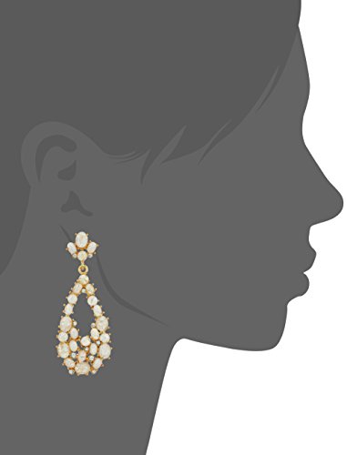 Kenneth Jay Lane Gold, Crystal And White Opal Cluster Post Teardrop Earring #TOP1