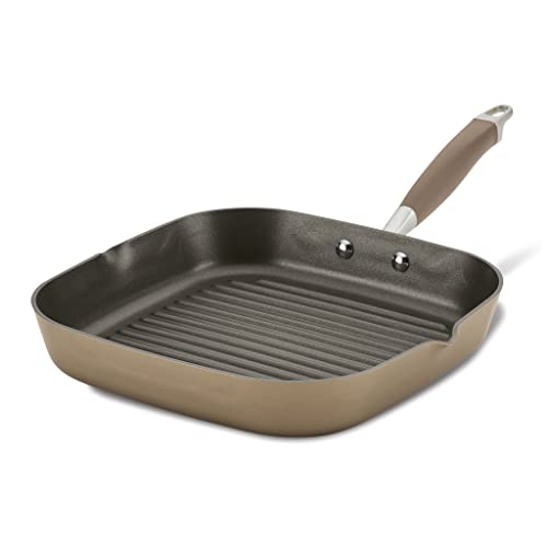 Anolon Advanced Home Hard-Anodized Nonstick 11-Piece Cookware Set (Bronze) & Advanced Home Hard Anodized Nonstick Deep Square Griddle Pan/Grill, 11 Inch, Bronze #TOP4