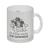 Auf dem Becher ist ein Seeleopard auf einem 'Bett' Klopapier zu sehen. Dazu steht der Spruch 'Ich horte nicht, ich sammle'.