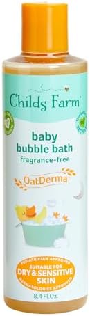 Childs Farm, OatDerma Bubble Bath, Fragrance-Free, Gently Cleanses and Soothes, Suitable for Newborns with Dry, Sensitive Skin, 8.4 Fl Oz