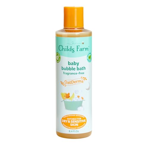 Image of Childs Farm, OatDerma Bubble Bath, Fragrance-Free, Gently Cleanses and Soothes, Suitable for Newborns with Dry, Sensitive Skin, 8.4 Fl Oz
