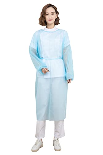 Ariyo 「アイソレーション 不織布ガウン ブルー 2枚」 撥水加工済 静電気防止 介護 一般用 保護 防塵 軽量 防護服 エプロン