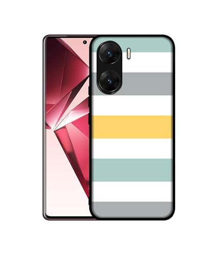 Image of Line Texture Design Premium 2D Printed Metal Back Case Cover for Vivo V29E 5G