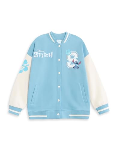 Disney Lilo und Stitch Blaue Bomberjacke für Mädchen | Streetwear-Unijacke mit Stichgrafiken | Langarm-Freizeitkleidung | Niedliche Cartoon-Kleidung für Kinder | Stitch Merch – 6–7 Jahre