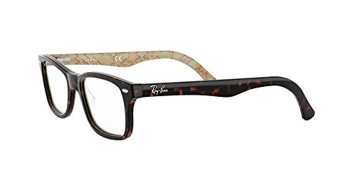 Ray-Ban Rx5228 Square Prescription Eyeglass Frames, Dark Tortoise On Beige Texture/Demo Lens, 55 Mm #TOP2