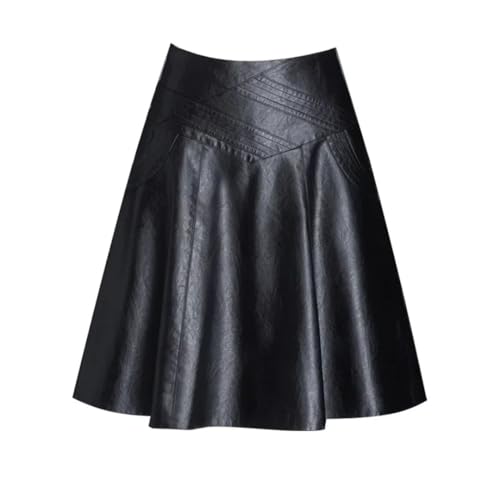 Women's High Waist A- Line Mini Skirt Slim Fit Pleated Leather Zipper Solid Skirt4