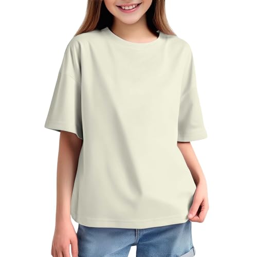 Cotton Shirts for Girls Short Sleeve Soft Plain Solid Pure Color Tops Tee Basic Loose Shirts Teens Clothes Girls Plaid2