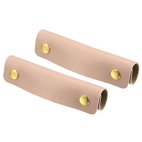 PATIKIL Luggage Handle Wrap, 2 Pack PU Handbag Grip Cover Protector Identifier with Clasp for Suitcase Grocery Shopping Bag Apricot