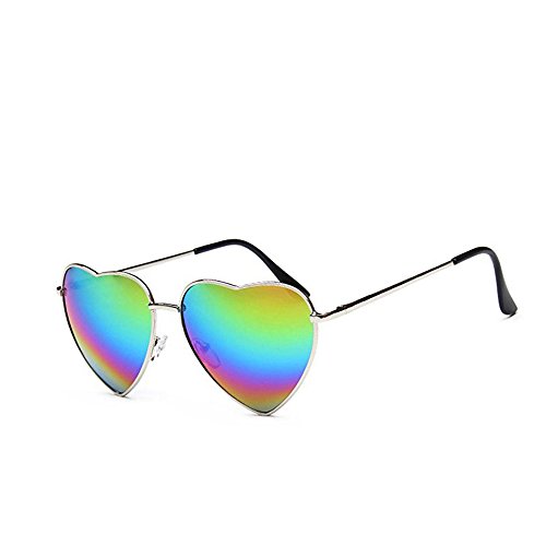 Heart Sunglasses Thin Metal Frame Hippie Lovely Aviator Style Eyewear