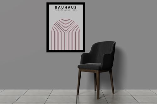 Image of BLINKART Vintage Bauhaus Retro Geometric Aesthetic Poster Gallery | Colorful Wrap Framed For Home Office Studio Living Room Modern Art Studio Decoration Abstract Shapes | (d71) | 13x10 Inch