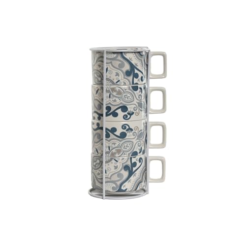 Juego de café de dolomita elegante Delhi con soporte de metal de 27 cm 2