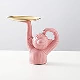 deko affe groß Größe: 27 * 22,5 * 17 CM FAGavin Deko Kreative Candy Farbe Affen Tablett Dekoration Home Wohnzimmer Büro Praktische Dekoration Harz Handwerk (Color : Pink)