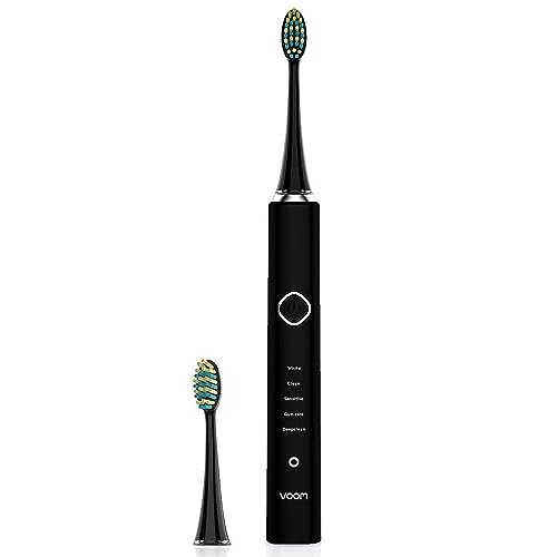 Voom Sonic Pro 7 Series Rechargeable Electronic Toothbrush, Advanced Oral Care Technology, 2-Minute Timer w/Quadrant Pacing, 5 Adjustable Speeds, Magnetic Levitation, 100% Waterproof, Black (VM-20946)