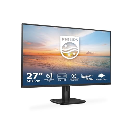 PHILIPS 27E1N1100A - Monitor Full HD da 27 pollici, integrato Altoparlante, tempo di risposta 1 ms (1920x1080, 120 Hz, VGA, HDMI 1.4) nero, 2023, altoparlante integrato