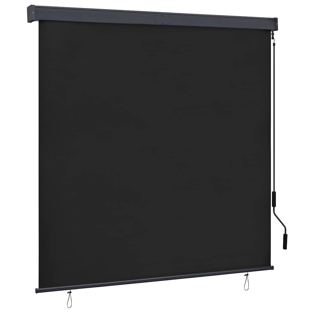 Roleta zewnętrzna 160 x 250 cm, antracytowa, oddychająca tkanina poliestrowa z powłoką PA, aluminiowy drążek przedni, mechanizm korbowy ręcznej, odporna na promieniowanie UV i wysokie