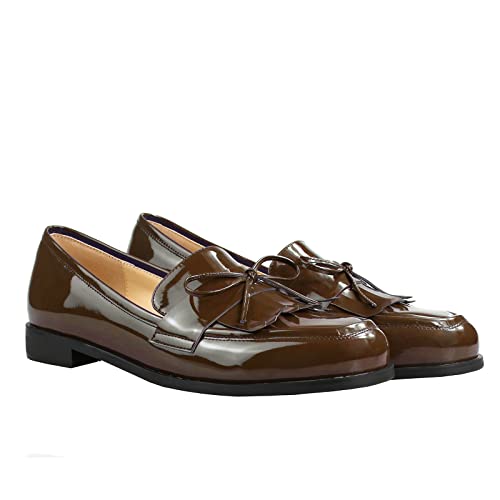 Image of LEMUTISME Women Tassel Bow Penny Loafers Slip On Low Flat Heel Dress Shoes