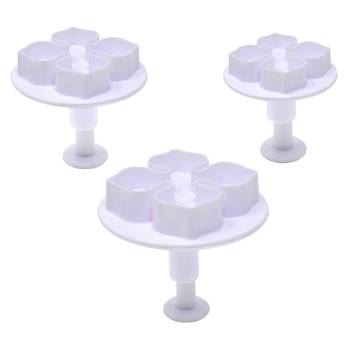 yueton 1SET Hydrangea Biscuit Cutter Plunger Embroidery Flower Biscuit Mold White Embossed Spring Mold Hand Pressed Pastry Cutting Mold for Cookie Cake Pastry Sugar Paste Process Baking Tools