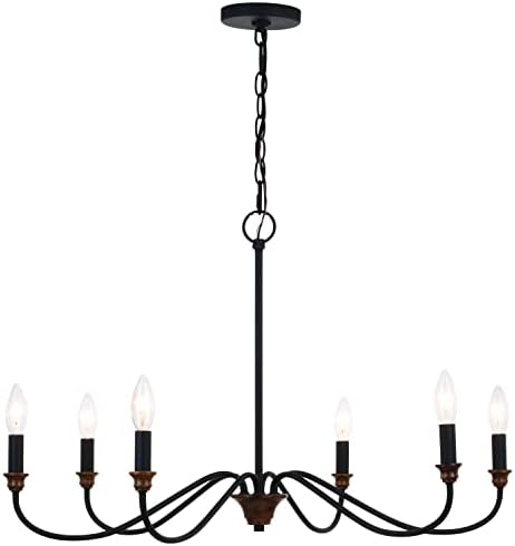 VAXCEL Annabelle 6 Light Black Farmhouse Candelabra Chandelier