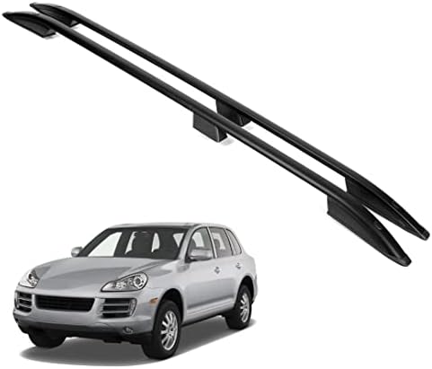 ERKUL Roof Side Rails Rack Compatible with Porsche Cayenne 2003-2010 | Weather Resistant Roof Rack Side Rail l Aluminum Rails l Rooftop Luggage Carrier, Kayak, Canoe, Ski, Snowboard | Black
