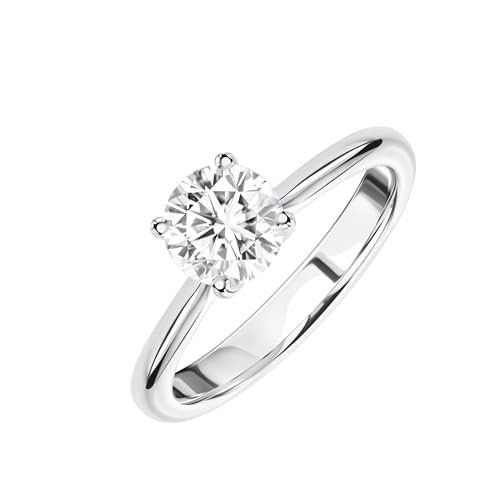 1.00-2.00 Cttw Moissanite Solitaire Engagement Ring Round Brilliant Cut 14K White Gold (D-E Color, VS Min Clarity) | Comes With Gift Box
