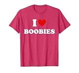 I Love Heart Boobies Funny I Red Hot Heart Boobies Joke Tee T-Shirt, Men, Red Heather, Large