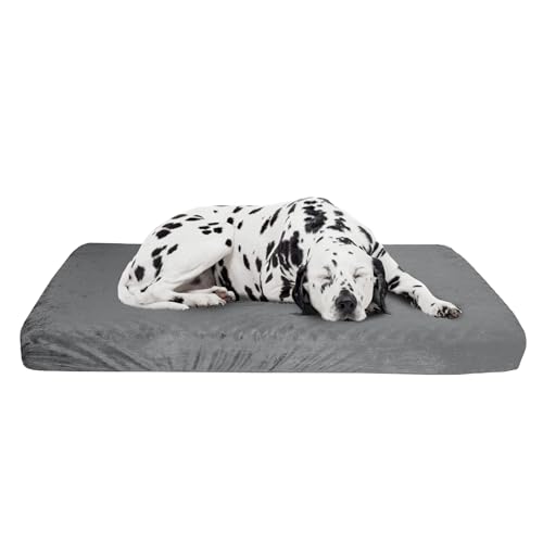 Orthopedic Dog Bed - 2-Layer Pet Bed for Floor, Kennel, or Crate with Removable Washable Cover - 46x27 Dog Bed for Large Dogs by PETMAKER (Gray) by PETMAKER - Used condition - US$26.82