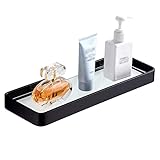 Danpoo Bathroom Wall Shelf, Black Floating Shelf for Bathroom Wall Storage, Glass Bathroom Shelf Org