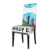 Bogotá DC Cityscape Bus Illus - Fundas para sillas de comedor, fundas elásticas para sillas Parsons, protector extraíble para silla de cocina