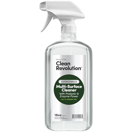 Image of Clean Revolution SuperCharged All Purpose Cleaner Refill with Smart Probiotic + Enzyme Complex, Multi-Surface Kitchen Bathroom & Floor Cleaner, Lily & Green Tea, 18 oz (Pack of 1)