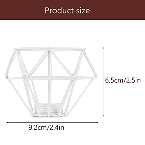 Image of Metal Cage Lamp Shade: Industrial Lamp Shade Decorative Lamp Guard Clip- on Chandelier Light Covers Ceiling Pendant Light Fixture for Table Wall Floor Ceiling White