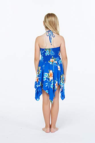 Image of Matchable Family Hawaiian Luau Men Women Girl Boy Clothes in Hibiscus Blue