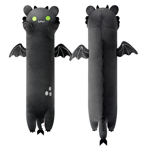 PEACH CAT Long Dragon Cat Plush Pillow 19.6" Black