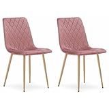 Photo Gallery komodee sedia scanno in velluto rosa, gambe in metallo color legno, dimensioni 45x89x53 cm, fino a 110 kg, per soggiorno, studio, set di 2 pezzi Photo Gallery komodee sedia scanno in velluto rosa, gambe in metallo color legno, dimensioni 45x89x53 cm, fino a 110 kg, per soggiorno, studio, set di 2 pezzi