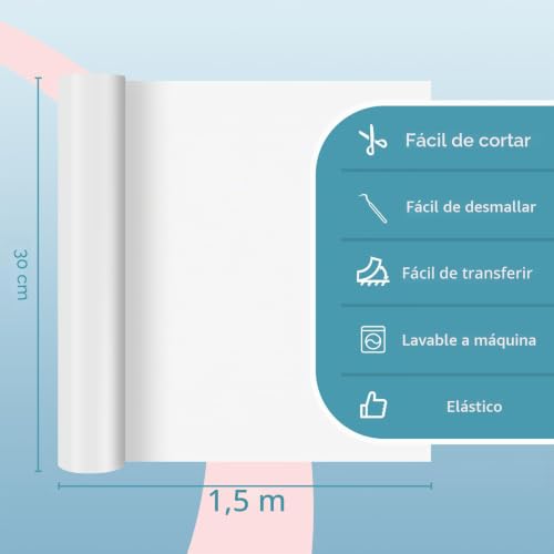 Miniatura 3 de Htvront Lámina Para Plóter Textil Blanco 30,5 Cm 152,4 Cm Lámina Flexible Para Plóter Textil, Lámina Textil Para Plóter Blanco Para Planchar Sobre Camiseta, Iron On Folie Para Silhouette Cameo