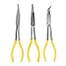 XHTLLO 3Pcs Long Achieve Pliers, 45Â° 90Â° Bending Tip Straight Tip Jewelry Pliers, 11in Long Carbon Steel Needle Nose Pliers, Jewelry Making Supplies