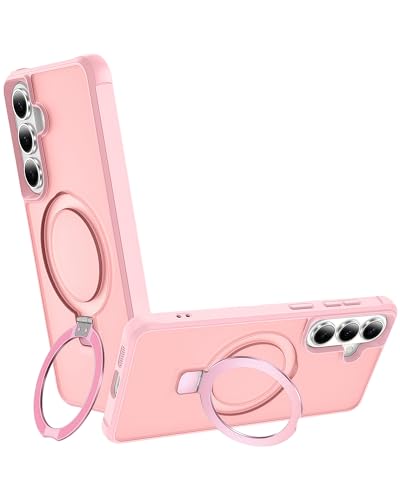 Coque Samsung S26 rose avec anneau pour vidéos et appels